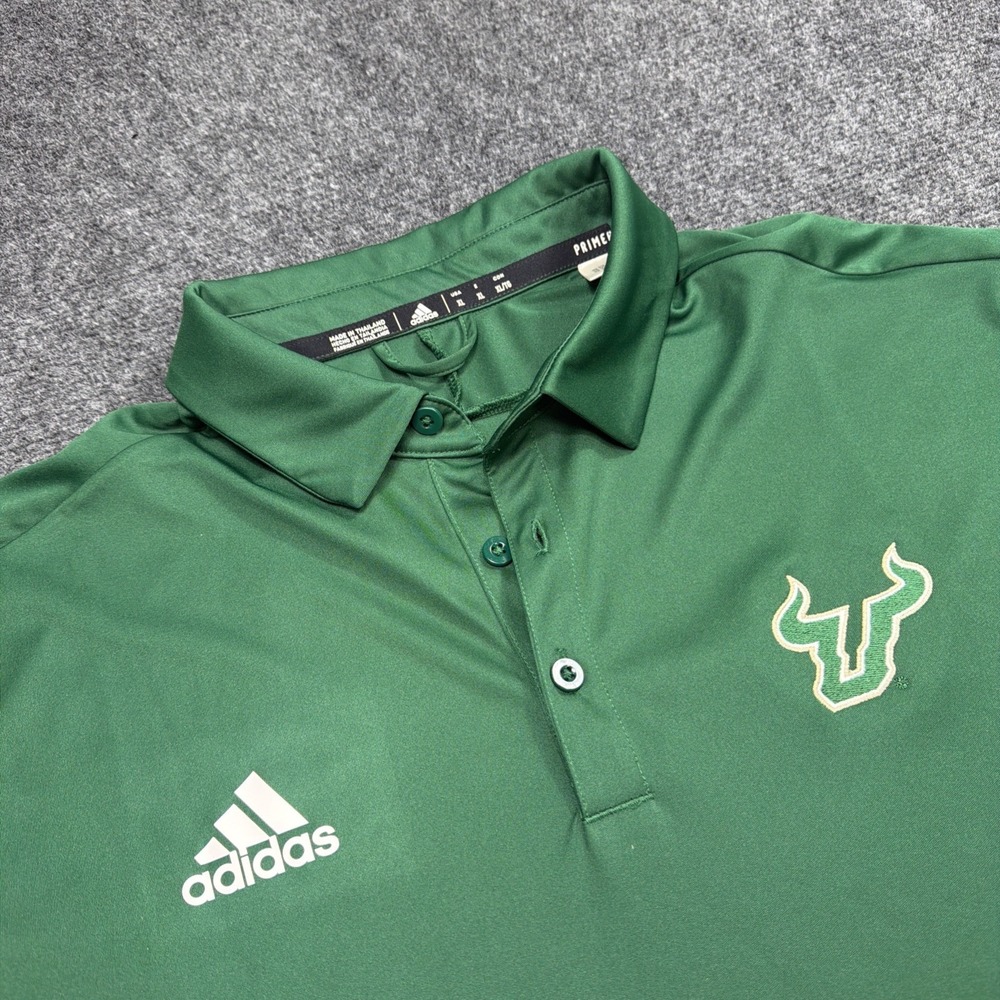 Adidas TEAM ISSUED USF Bulls Polo Shirt Mens XL Green College Florida New!!